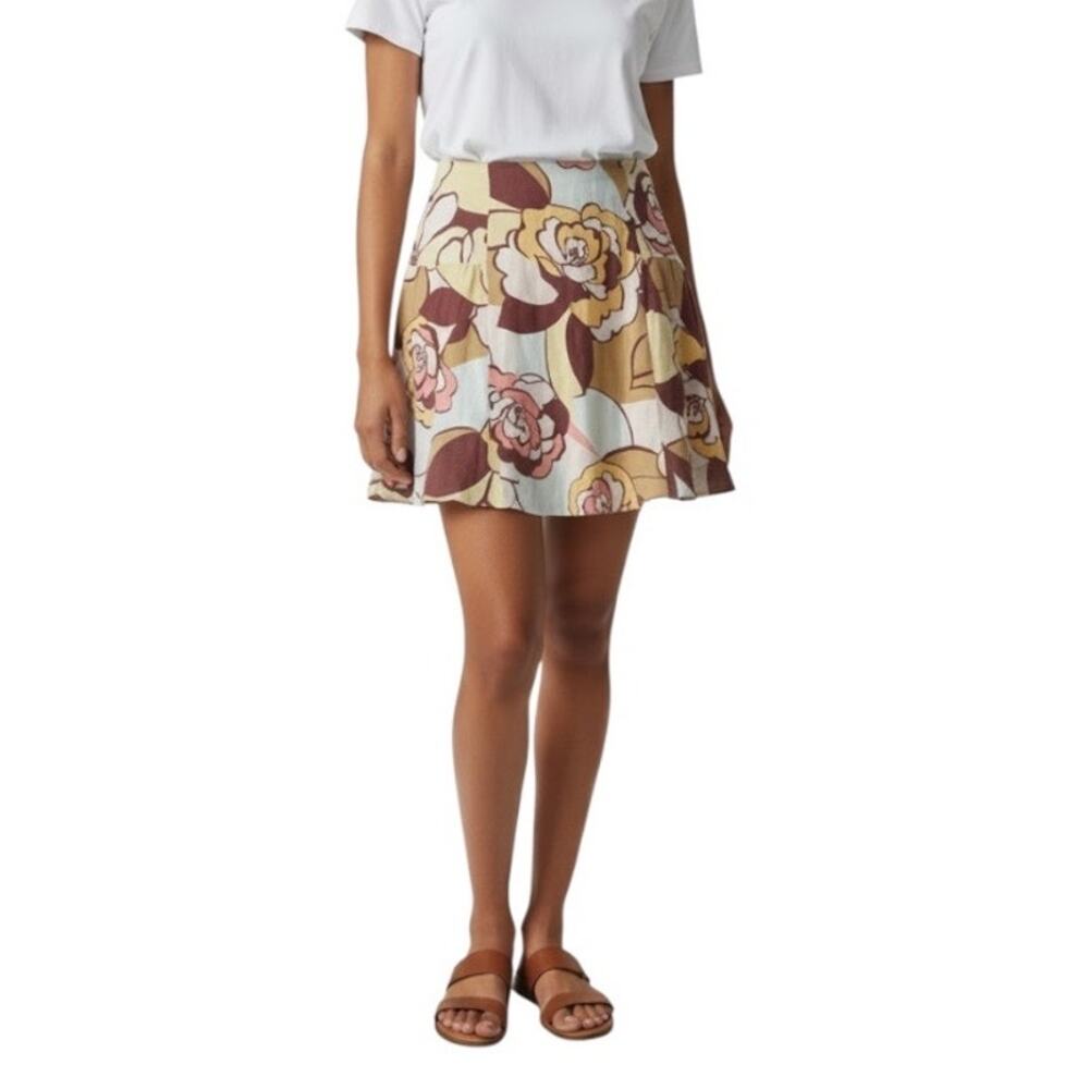 Anthropologie fei linen floral skirt size 12